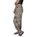 Women Lightweight Pants Leopard Print Slit Soft Classic Elastic Waisted Wide-Leg Dress Golf Trousers with Pockets Casual Fashion Business Long Regular Trouser