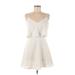 Forever 21 Casual Dress - Mini Plunge Sleeveless: White Solid Dresses - Women's Size Medium