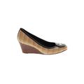 Tory Burch Heels: Pumps Wedge Casual Gold Shoes - Women's Size 6 - Round Toe