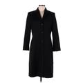 Ann Taylor Coat: Knee Length Black Print Jackets & Outerwear - Women's Size 6