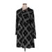 Apt. 9 Casual Dress - Mini High Neck Long sleeves: Black Print Dresses - Women's Size X-Large