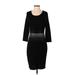 Calvin Klein Casual Dress - Sheath Scoop Neck 3/4 sleeves: Black Solid Dresses - Women's Size Small