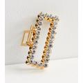 Gold Diamanté Cut Out Rectangle Hair Claw Clip New Look