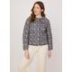 Brooke Navy Floral Print Quilted Collared Jacket - Small (UK 8-10)