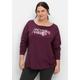 Sweatshirt SHEEGO "Große Größen" Gr. 52/54, lila (aubergine) Damen Sweatshirts