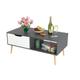 Coffee Table, Modern Tea Table with Open Storage Shelves, Two Drawers and Solid Wood Legs, Coffee Tables for Living Room, Bed Room, GREY