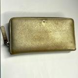 Kate Spade Bags | Kate Spade Gold Metallic Leather Zip Around Clutch Wallet | Color: Gold | Size: Os