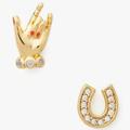 Kate Spade Jewelry | Kate Spade Earrings Winning Pair Love You Studs | Gold Red Crystal | Color: Gold/Red | Size: Os