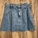 Free People Skirts | Free People We The Free Rain Denim Jean Mini Skirt Raw Frayed Hem Size 29 | Color: Blue | Size: L