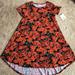 Lularoe Dresses | Lularoe Carly Dress High Low Swing Roses Floral Size Xs Flower Orange Black | Color: Black/Orange | Size: Xs