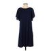 Ann Taylor LOFT Casual Dress - Mini Crew Neck Short sleeves: Blue Solid Dresses - Women's Size Small