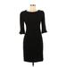 DKNY Casual Dress - Sheath Scoop Neck 3/4 sleeves: Black Print Dresses - Women's Size 8