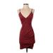 Windsor Cocktail Dress - Party V Neck Sleeveless: Burgundy Solid Dresses - Women's Size Small