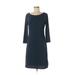 Ann Taylor LOFT Casual Dress - Sheath Boatneck 3/4 sleeves: Blue Print Dresses - Women's Size Medium Petite