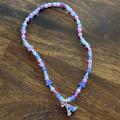 Disney Accessories | Girl’s Disney “A” Initial Beaded Necklace | Color: Pink/Purple | Size: Osg