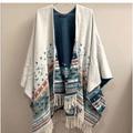 American Eagle Outfitters Jackets & Coats | American Eagle Reversible Wool Shawl Aztec Patterned Nwot | Color: Blue/Cream | Size: Osfa