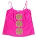 Lilly Pulitzer Tops | Lilly Pulitzer Neon Pink Spaghetti Strap Top With Green Sequins Size Xs | Color: Green/Pink | Size: Xs