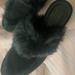 Coach Shoes | Coach Kaela Sz 8b Rabbit Fur & Suede Wedge Mules | Color: Black | Size: 8