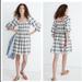 Madewell Dresses | Madewell Lucie Elbow-Sleeve Smocked Mini Dress In Lebaum Plaid Medium | Color: Cream/Green | Size: M