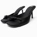 Zara Shoes | Brand New Zara Heeled Mules With Bow | Color: Black | Size: 8