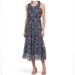 Anthropologie Dresses | Anthropologie Laura Guidotti Silk Paisley Hi Lo Illusion Maxi Navy Dress Large | Color: Blue/Yellow | Size: L