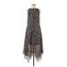 Jessica Howard Casual Dress - High/Low: Black Animal Print Dresses - Women's Size 12
