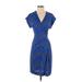 Diane von Furstenberg Casual Dress - Wrap V Neck Short sleeves: Blue Dresses - Women's Size 4