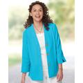 Blair Women's Nantucket Textured-Cotton Relaxed Jacket - Blue - PM - Petite