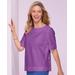 Blair Women's Captiva Cotton Side-Button Top - Purple - L - Misses