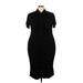 City Chic Casual Dress - Midi Collared Short sleeves: Black Solid Dresses - Women's Size 22 Plus