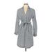 Faconnable Casual Dress - Shirtdress Collared 3/4 sleeves: Gray Dresses - Women's Size 10