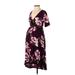 Hello Miz Casual Dress - A-Line V Neck Short sleeves: Burgundy Print Dresses - Women's Size Small Maternity