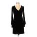 1.State Casual Dress - Sweater Dress: Black Solid Dresses - Women's Size X-Small