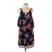 Collective Concepts Casual Dress - Shift V Neck Sleeveless: Black Print Dresses - Women's Size Small