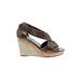 Cole Haan Wedges: Brown Print Shoes - Women's Size 7 1/2 - Open Toe