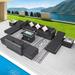 13 Pcs Patio Outdoor Wicker Furniture Sectional Sofa Set with Lounge Chair