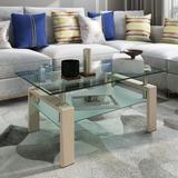 Rectangle Glass Coffee Table,Clear Coffee Table Modern Side Center Tables for Living Room Living Room Furniture