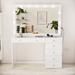 Boahaus Makeup Vanity Desk, 7 Drawers, Lights, White, USB Outlet