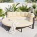 4 Piece Patio Furniture Set, Round Daybed Sunbed with Cushions, All Weather Metal Sectional Sofa Set Conversation Set for Garden