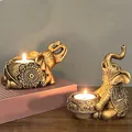 Pillar Candle Holder Candle Sticks Holder Elephant Statue Candelabra for Anniversary Tabletop