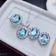 Luxury Bridal Jewelry Sets Silver Color Imitated Blue Topaz Stone Necklaces Earrings Rings for