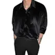 Vintage 70s Retro Velvet Shirts For Men Long Sleeve Solid Color Single Breasted Party Tops Shirt