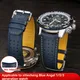 22mm 23mm Cowhide Leather Watchband for Citizen Blue Angel Radio first and second generation Men