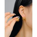 Stainless Steel Triple Hoops Earrings for Women Trendy Three Tone Hoop 18K Gold Plated Chunky Gold