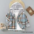 New Children's Spring And Autumn Shirts Children Boys Hooded Plaid Shirts Baby Girl Long-Sleeved