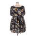 City Chic Casual Dress - Mini Scoop Neck Short sleeves: Black Floral Dresses - New - Women's Size 24 Plus