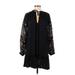 Free People Casual Dress - DropWaist Plunge Long sleeves: Black Solid Dresses - Women's Size Medium