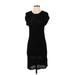 H&M Casual Dress Crew Neck Short sleeves: Black Print Dresses - Women's Size X-Small