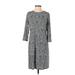 J.Jill Casual Dress - Shift Crew Neck 3/4 sleeves: Gray Dresses - Women's Size Small