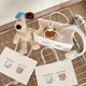 10Pcs Han Feng Ins Dog Printed Paper Bag Simple White 150g Kraft Paper Handbag Cartoon Cute Gift Bag